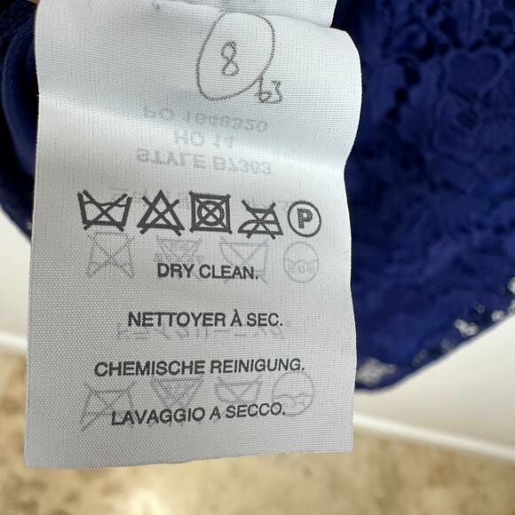 J. Crew Collection Lace Dress Cocktail Sheath Knee Length Classic Blue US 8 - Picture 10 of 11